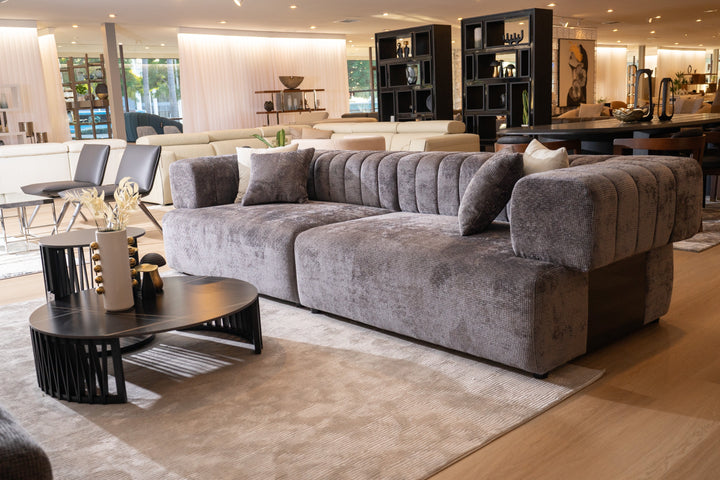 Moreno - Modern Grey Fabric 4-Seater Sofa