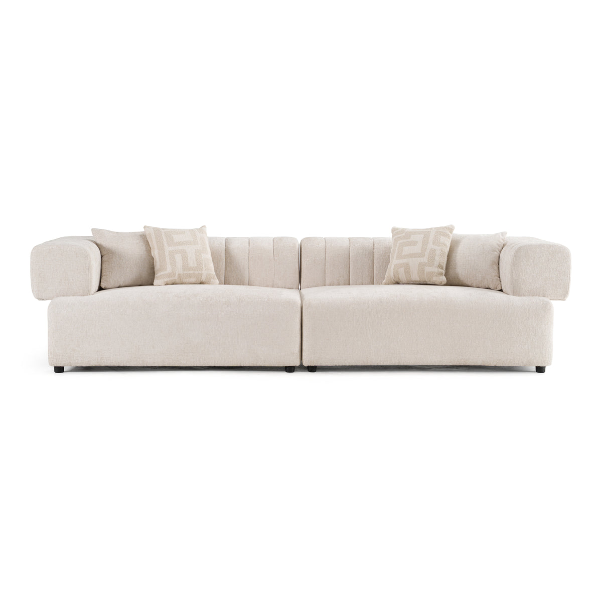 Moreno - Modern Ivory Beige Fabric 4-Seater Sofa