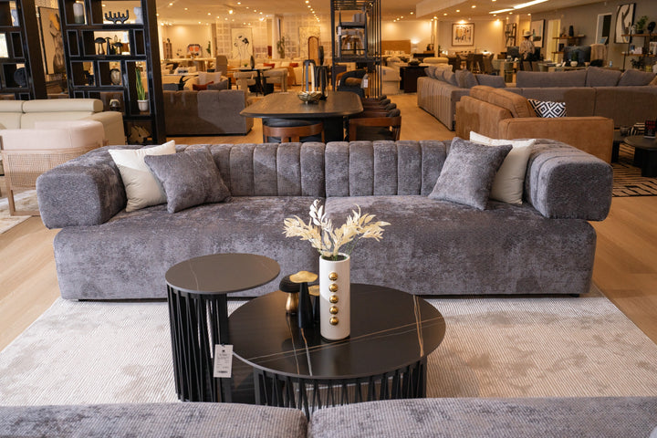 Moreno - Modern Grey Fabric 4-Seater Sofa