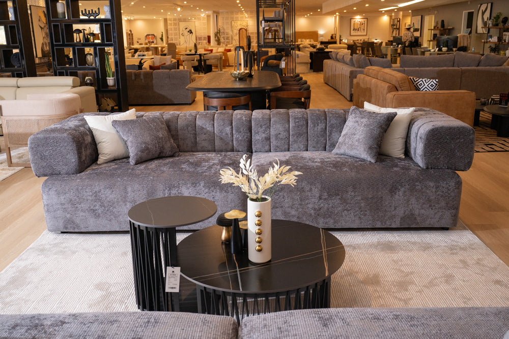 Moreno - Modern Grey Fabric 4-Seater Sofa