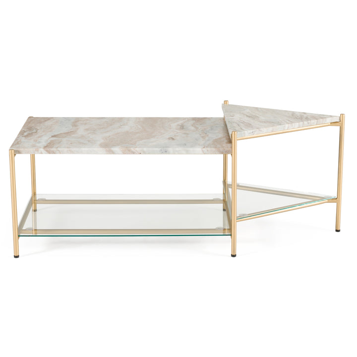 Mosk - Modern Marble  Glass  Brass Coffee Table