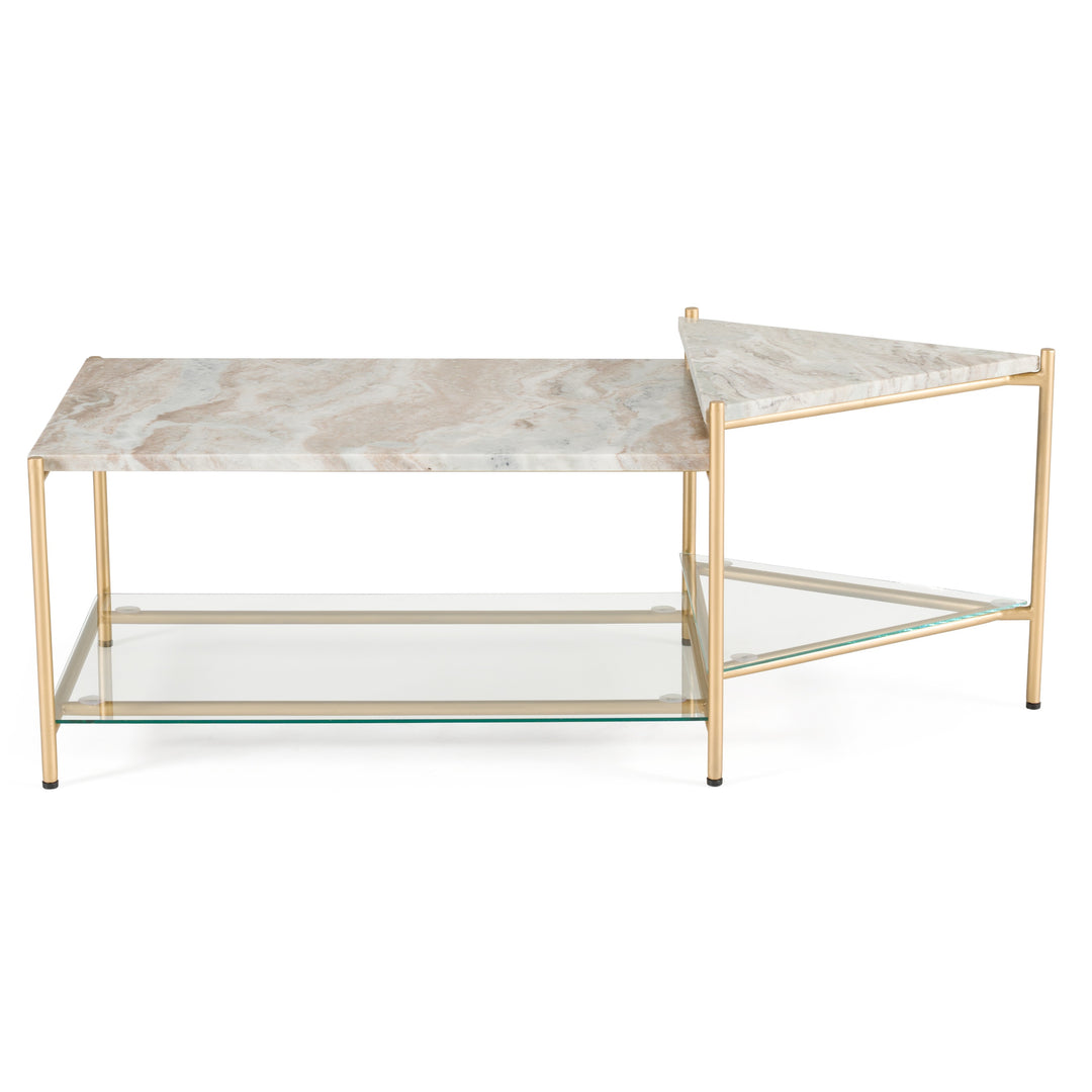 Mosk - Modern Marble + Glass + Brass Coffee Table