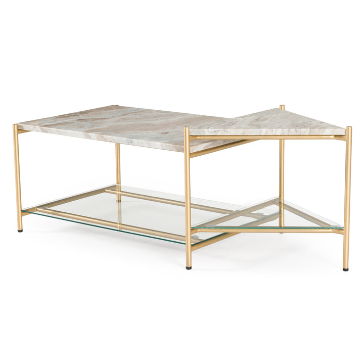 Mosk - Modern Marble + Glass + Brass Coffee Table