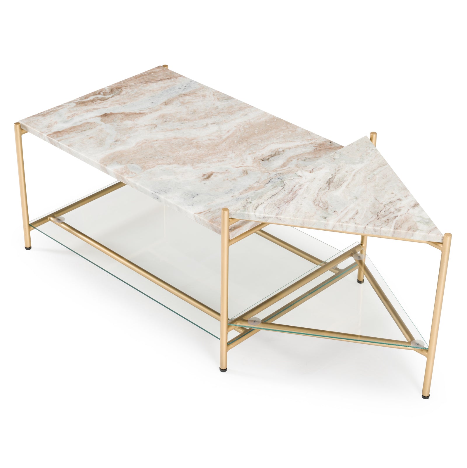Mosk - Modern Marble  Glass  Brass Coffee Table