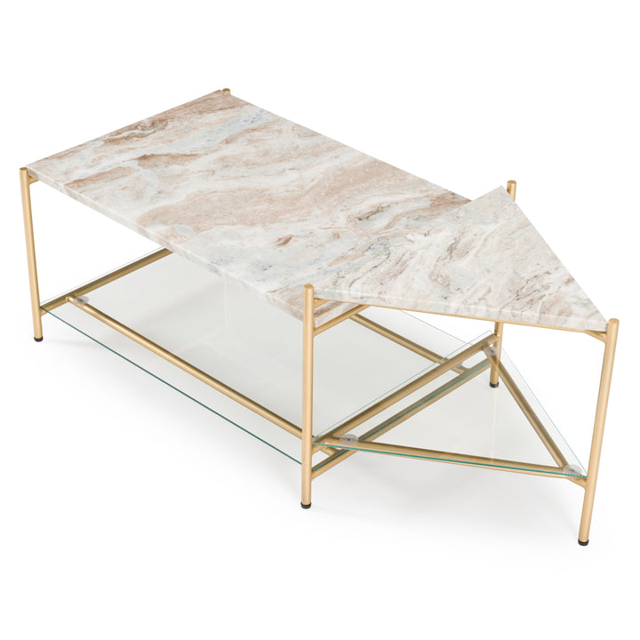 Mosk - Modern Marble  Glass  Brass Coffee Table