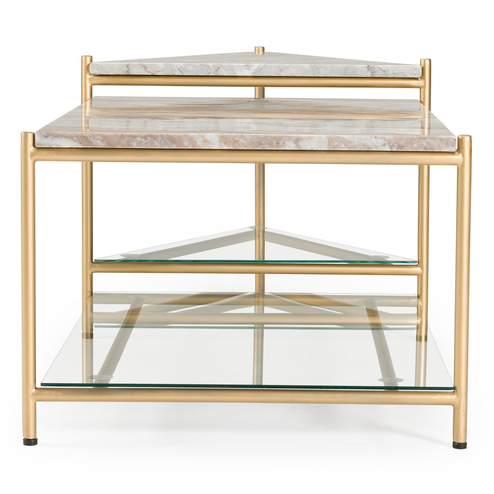 Mosk - Modern Marble + Glass + Brass Coffee Table - View 5