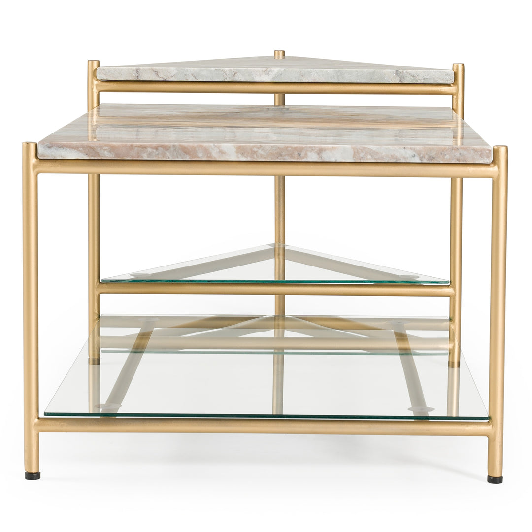 Mosk - Modern Marble + Glass + Brass Coffee Table