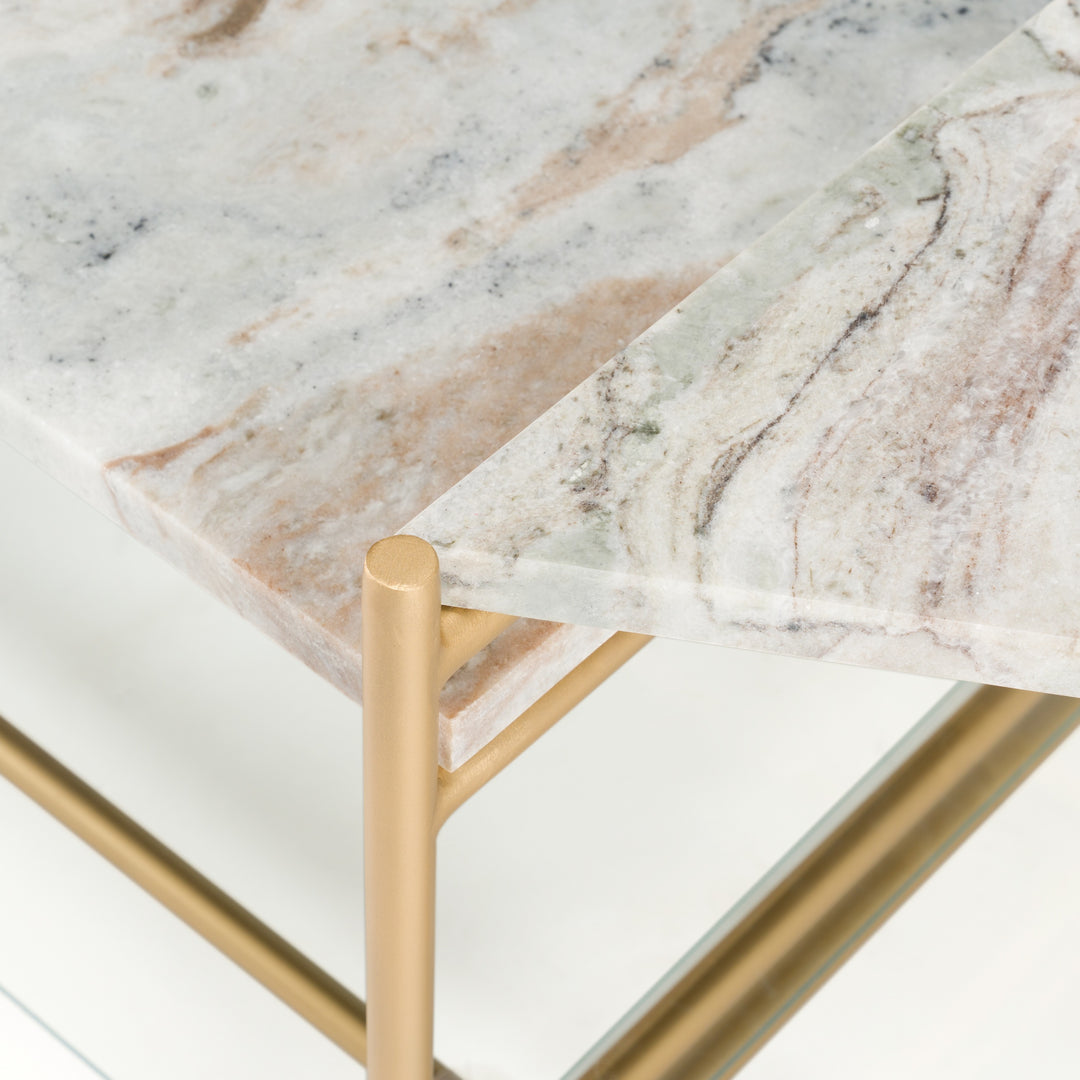 Mosk - Modern Marble + Glass + Brass Coffee Table