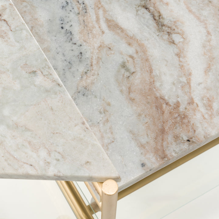 Mosk - Modern Marble + Glass + Brass Coffee Table