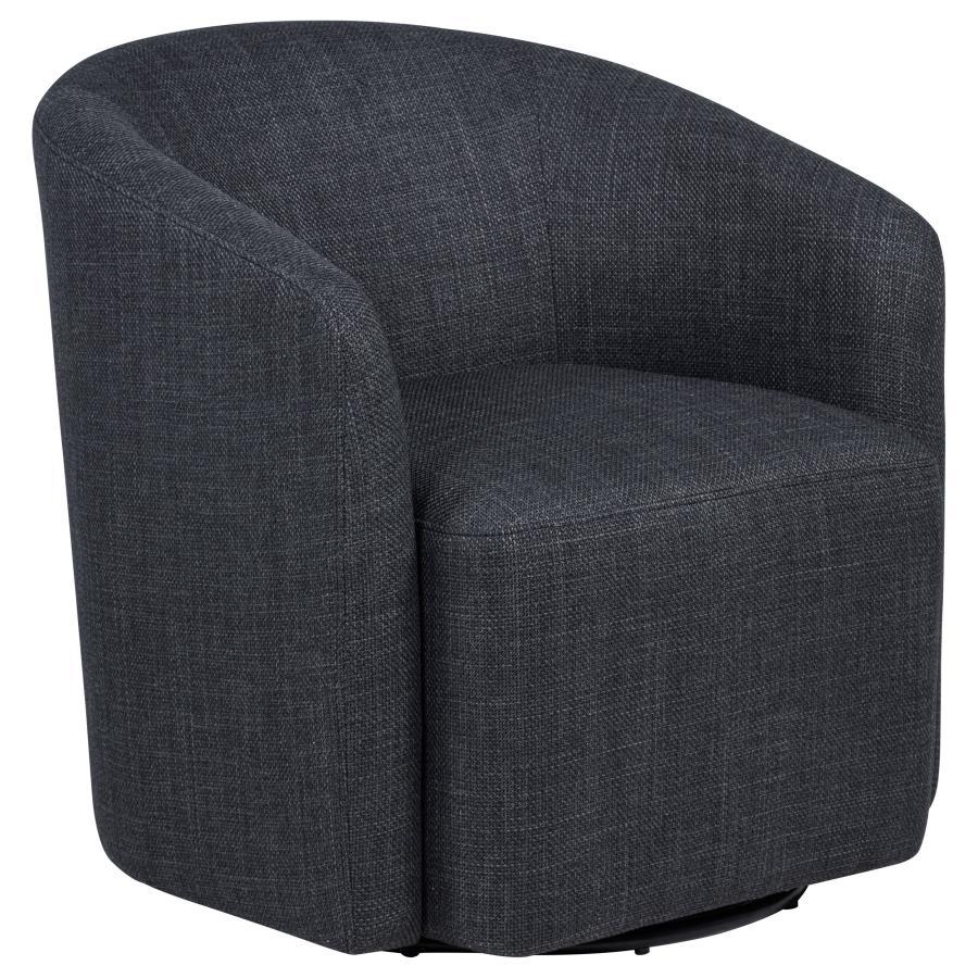Mossbrook - Fabric Upholstered Swivel Accent Chair - Anthracite Swivel Chair modern furniture Contempo Furniture