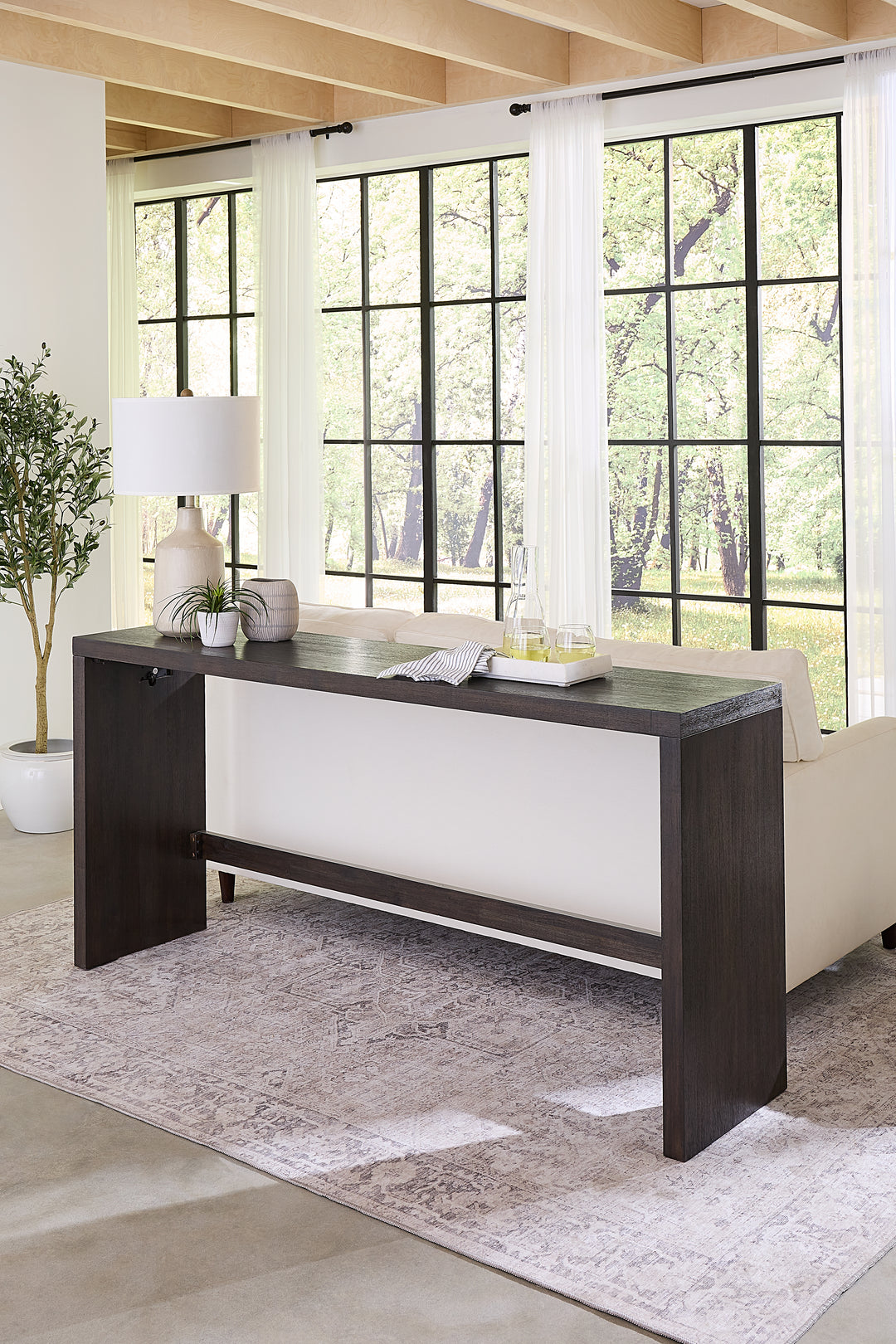 Modus Furniture Azu567 Oxford Gathering Table With Usb Power In Basalt Grey