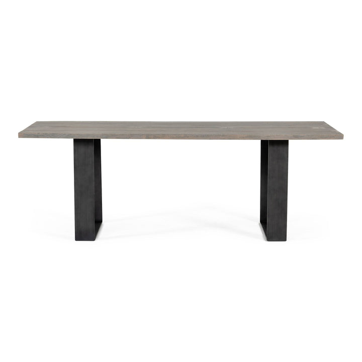 Murphy - Modern Grey Aged Oak &amp; Black Metal Dining Table