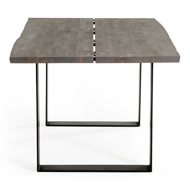 Murphy - Modern Grey Aged Oak &amp; Black Metal Dining Table