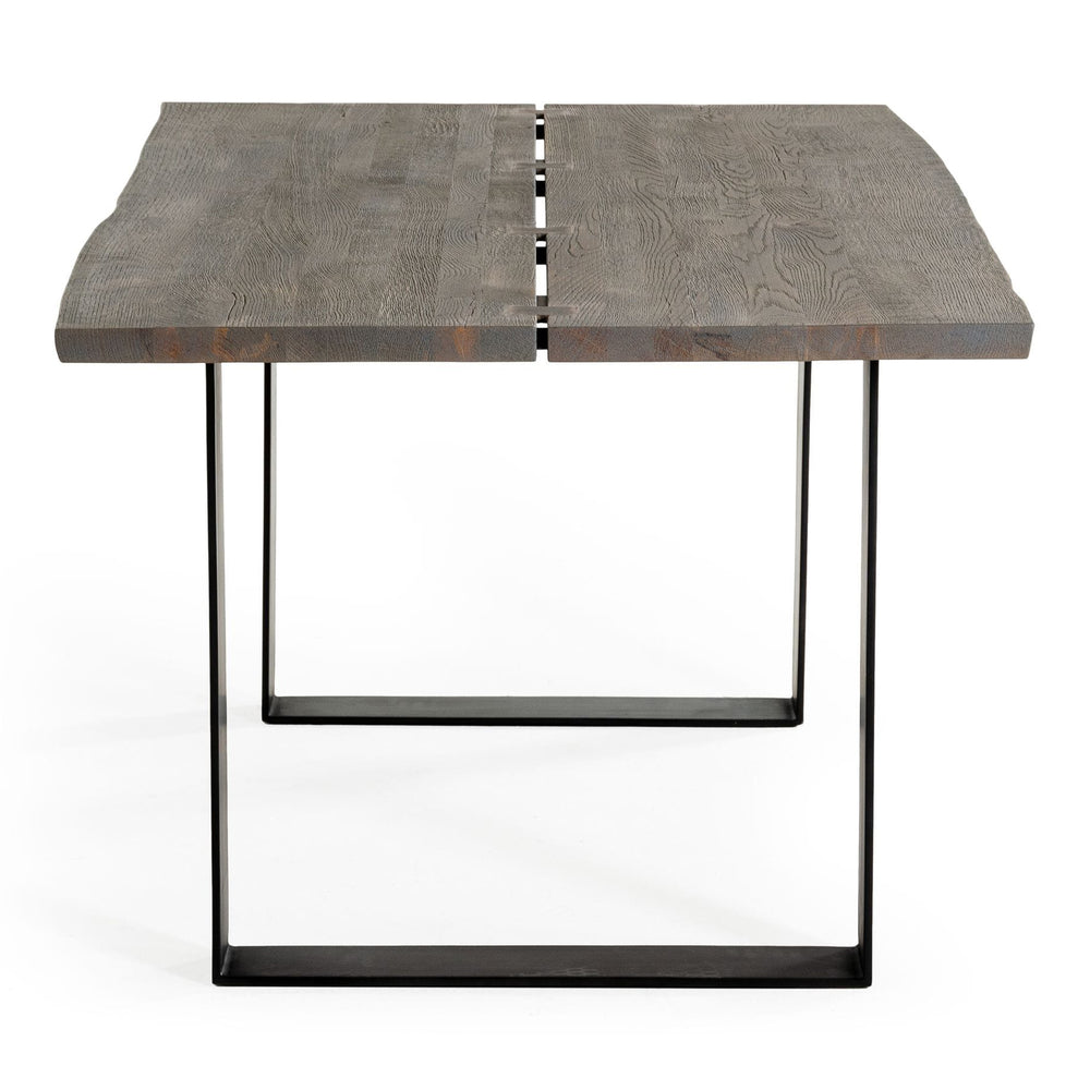 Murphy - Modern Grey Aged Oak & Black Metal Dining Table - View 8