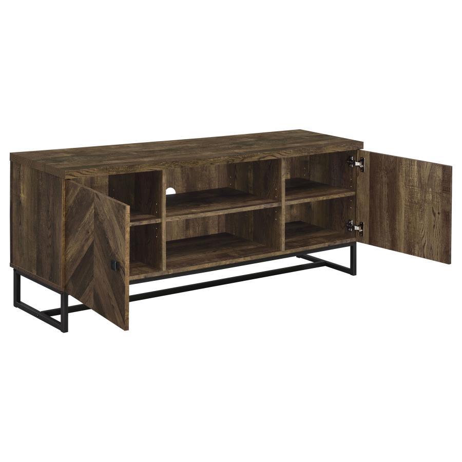 Myles - 2 Door Engineered Wood TV Stand - Rustic Oak TV Stand modern furniture Contempo Furniture