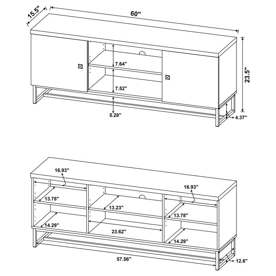Myles - 2 Door Engineered Wood TV Stand - Rustic Oak TV Stand modern furniture Contempo Furniture