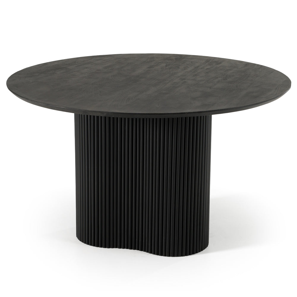 Myra - Modern Black Wood Round Dining Table - View 2
