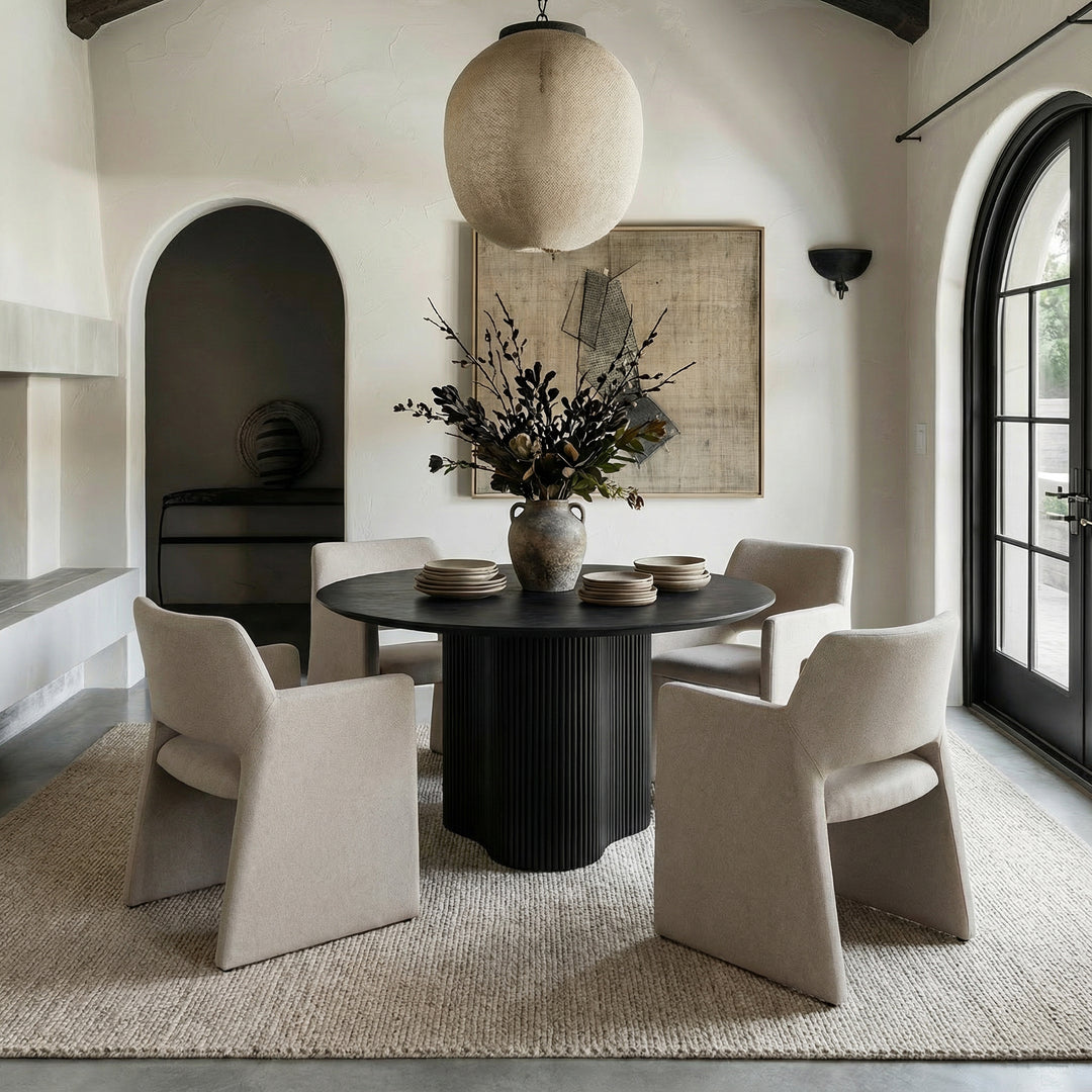 Lasara  Modern Beige Fabric Dining Chair