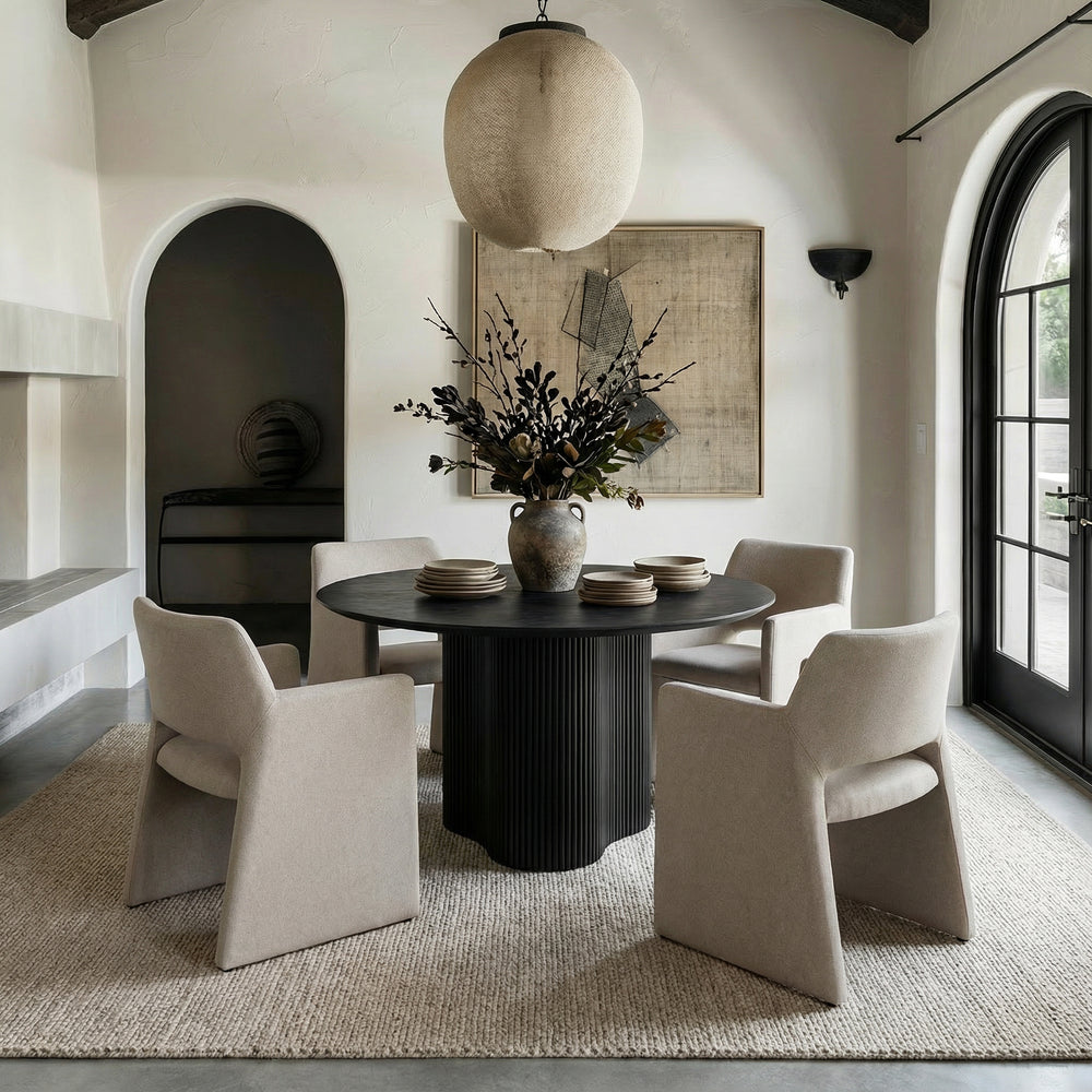 Lasara - Modern Beige Fabric Dining Chair - View 8