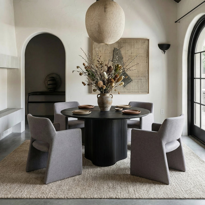 Lasara  Modern Grey Fabric Dining Chair