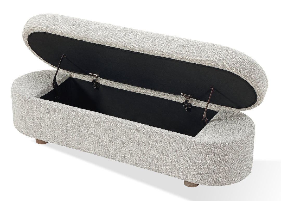 Modus Furniture Mqnb88 Kiki Upholstered Hinged Storage Bench In Cotton Ball Boucle