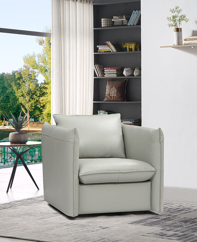 Tamworth Modern Grey Leather Swivel Chair - View 2
