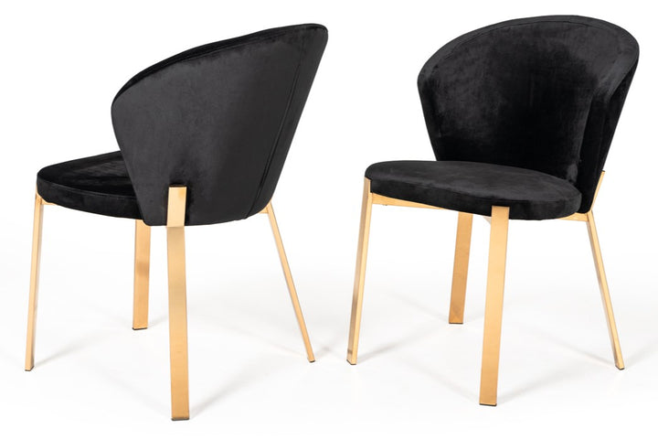 Nadia Modern Black Velvet & Rosegold Dining Chair (Set of 2)