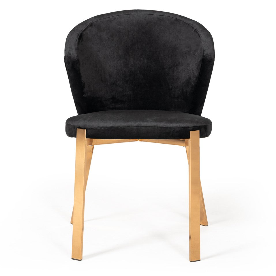 Nadia Modern Black Velvet & Rosegold Dining Chair (Set of 2)