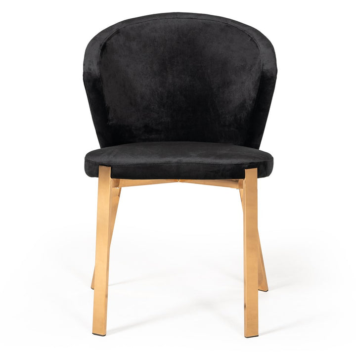 Nadia Modern Black Velvet & Rosegold Dining Chair (Set of 2)