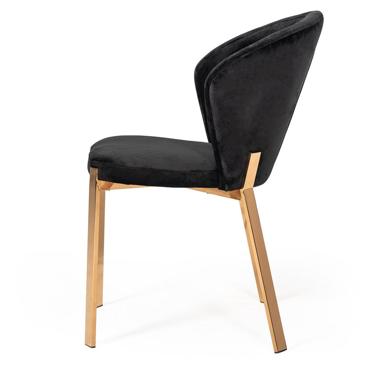 Nadia Modern Black Velvet & Rosegold Dining Chair (Set of 2)