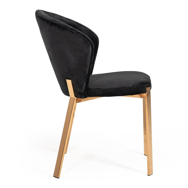 Nadia Modern Black Velvet &amp; Rosegold Dining Chair (Set of 2)