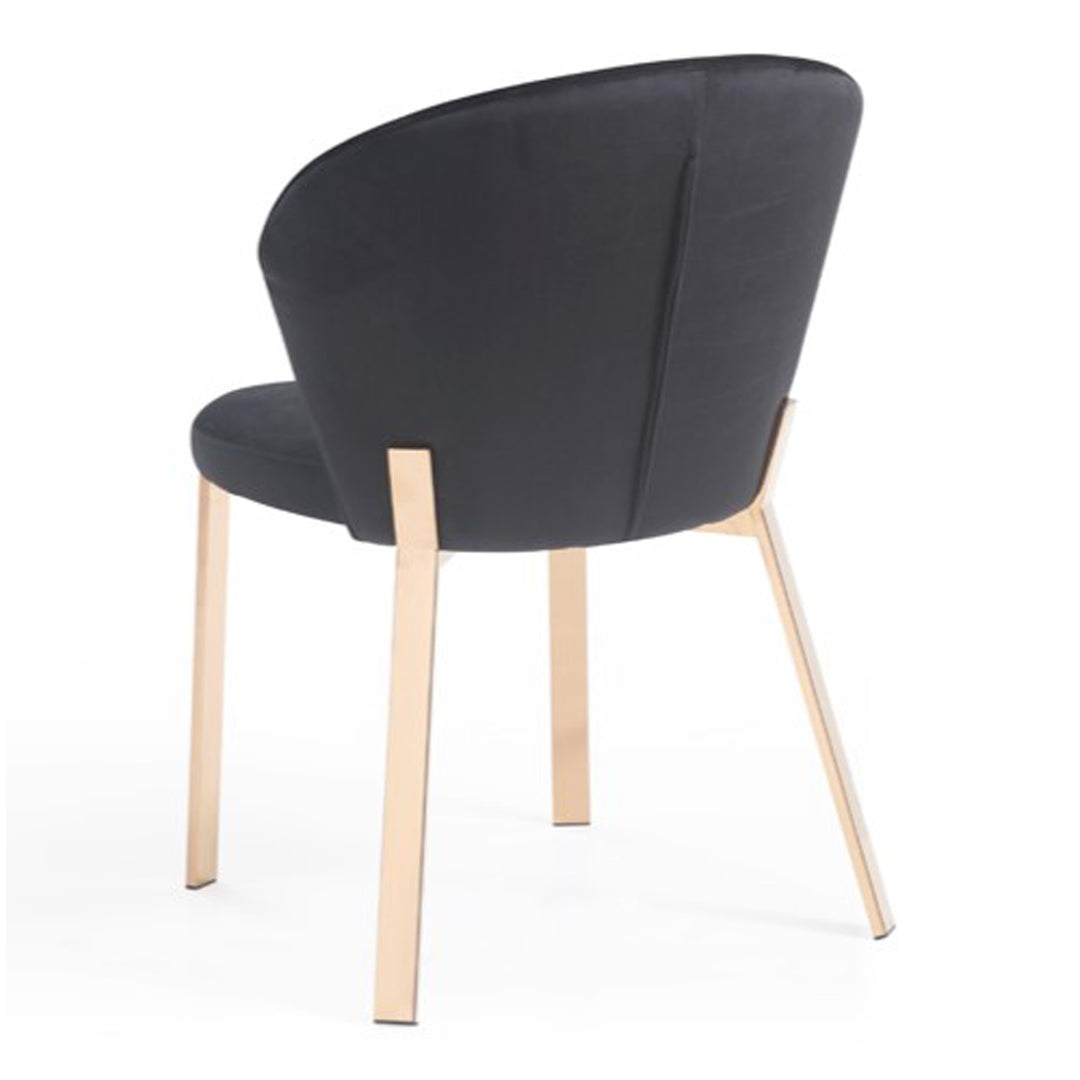 Nadia Modern Black Velvet & Rosegold Dining Chair (Set of 2)