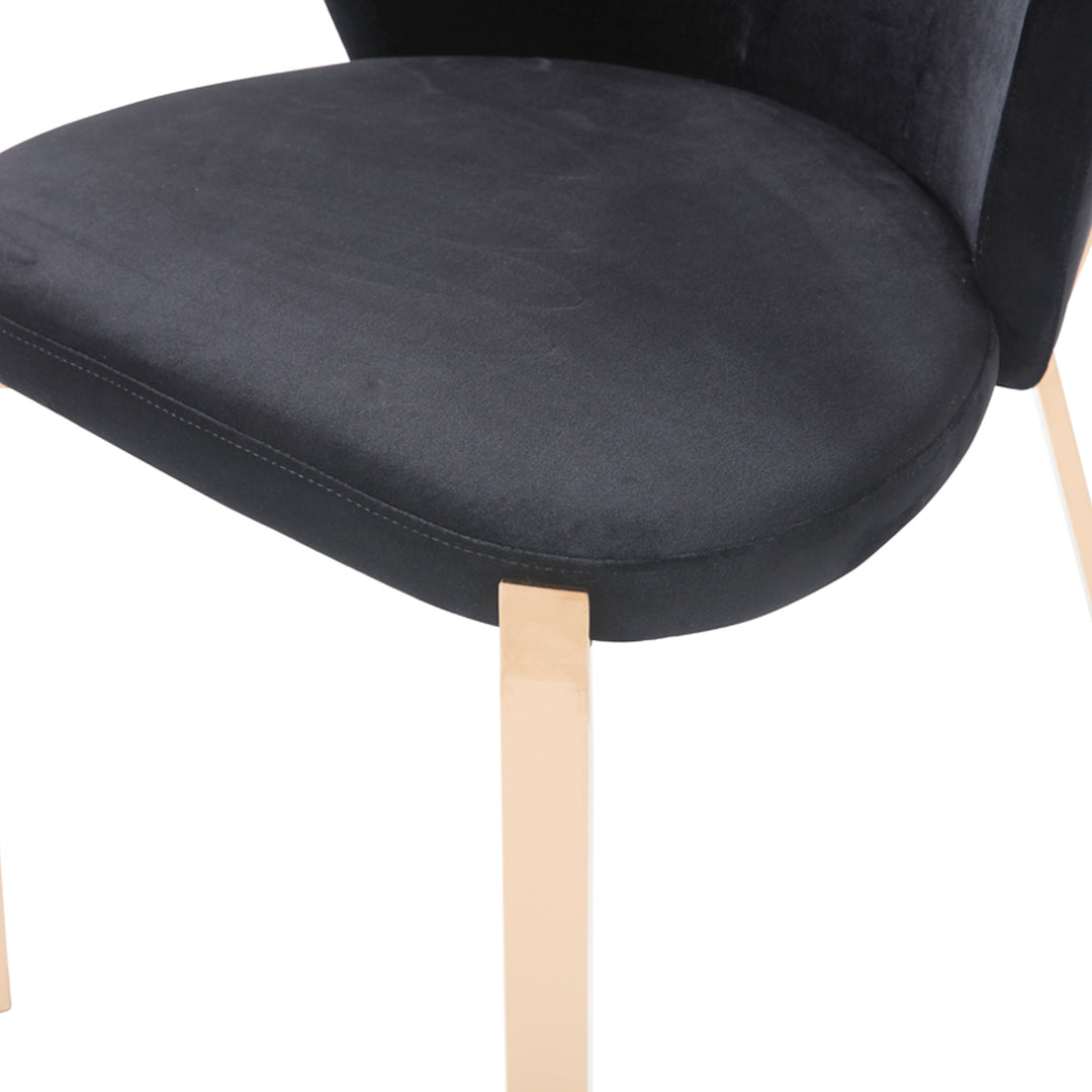 Nadia Modern Black Velvet & Rosegold Dining Chair (Set of 2)