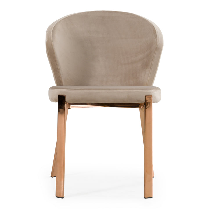 Nadia - Modern Beige Velvet &amp; Rosegold Dining Chair (Set of 2)