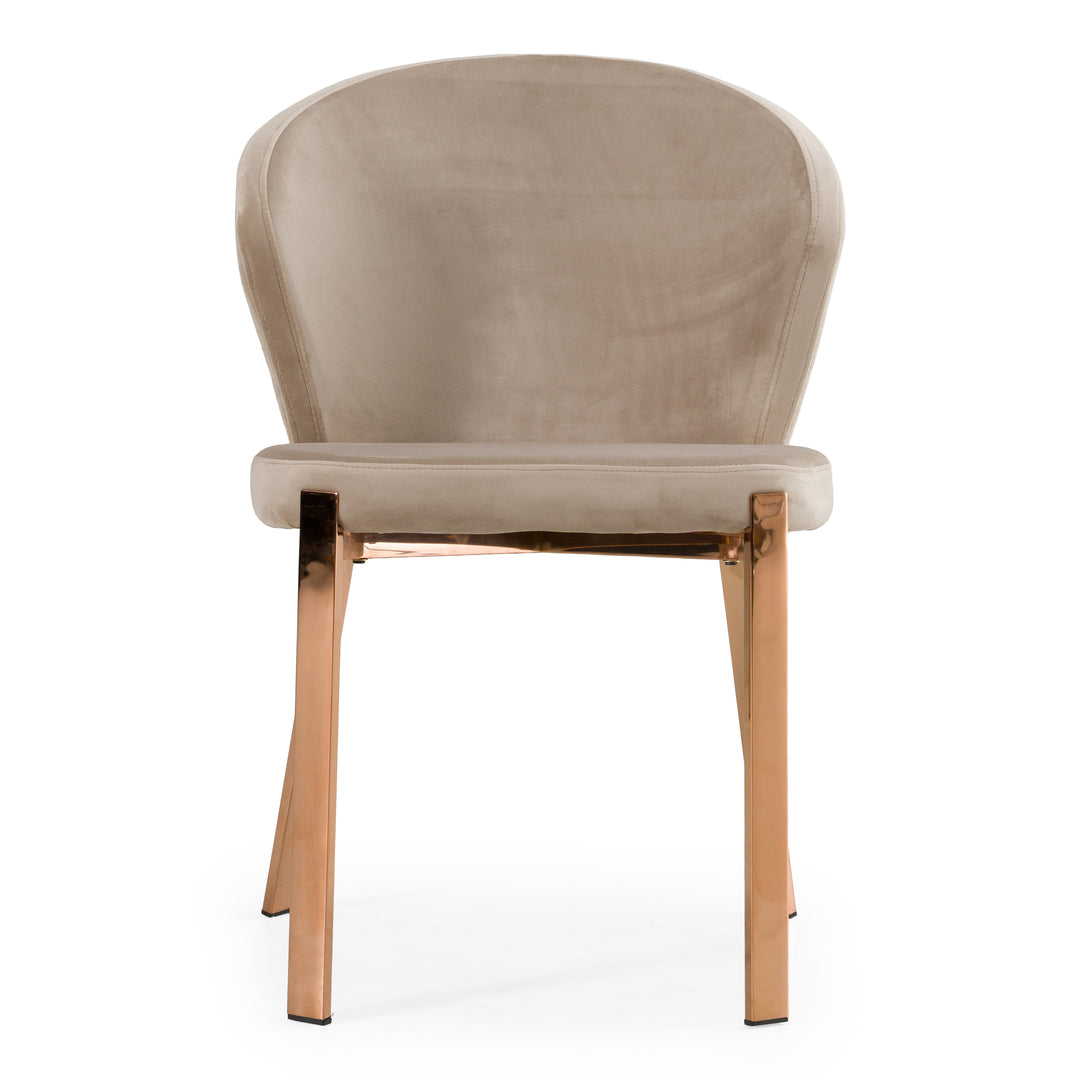 Nadia  Modern Beige Velvet & Rosegold Dining Chair (Set of 2)