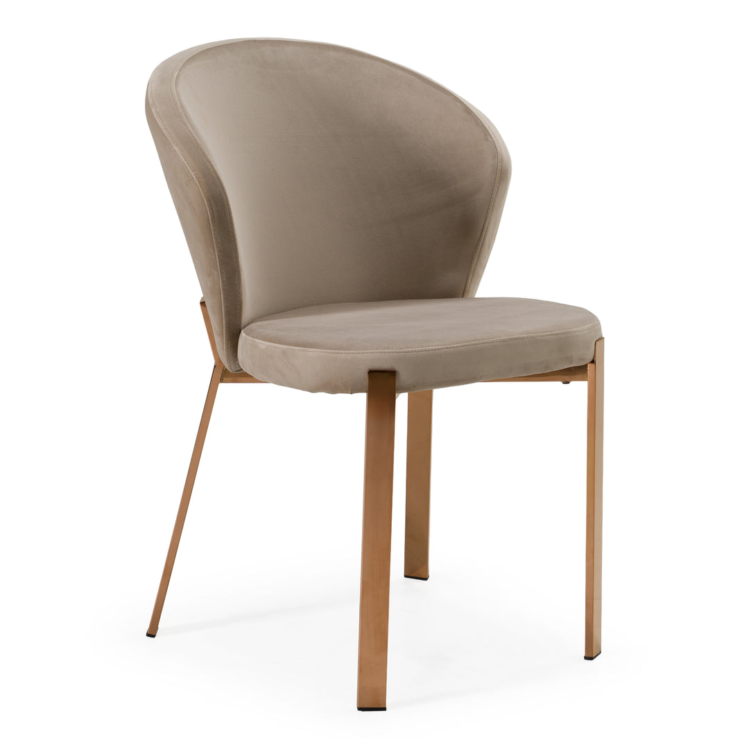 Nadia - Modern Beige Velvet  and  Rosegold Dining Chair 