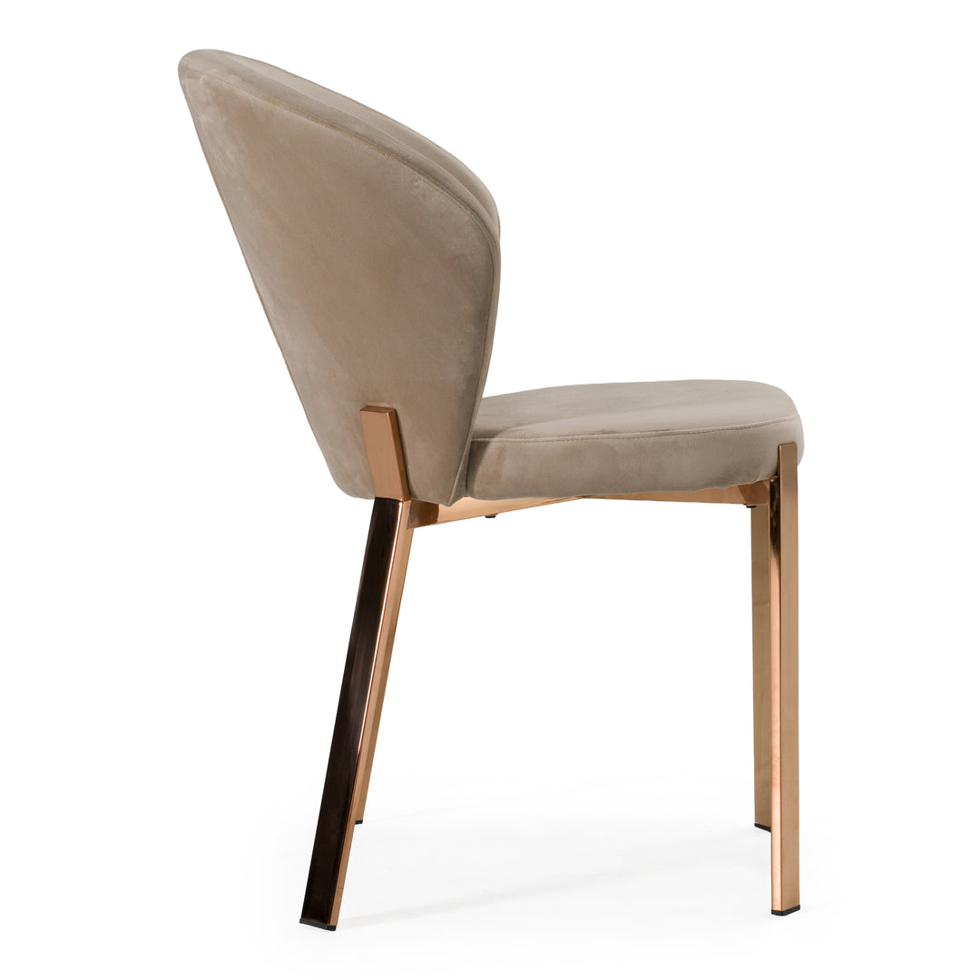 Nadia  Modern Beige Velvet & Rosegold Dining Chair (Set of 2)