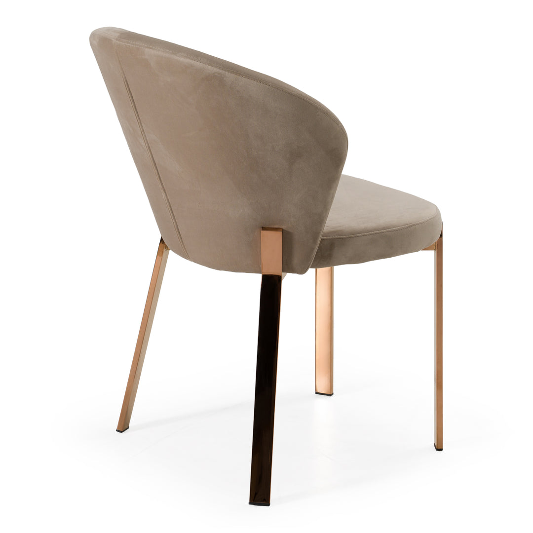 Nadia - Modern Beige Velvet & Rosegold Dining Chair (Set of 2)