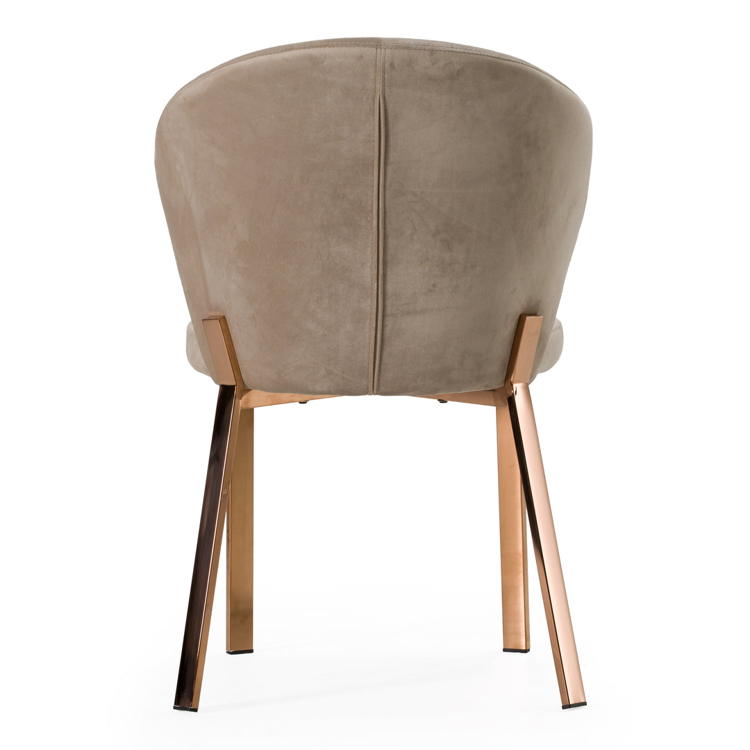 Nadia - Modern Beige Velvet  and  Rosegold Dining Chair 