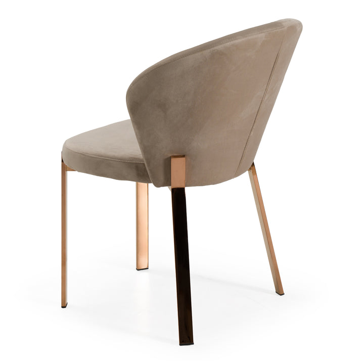 Nadia - Modern Beige Velvet &amp; Rosegold Dining Chair (Set of 2)