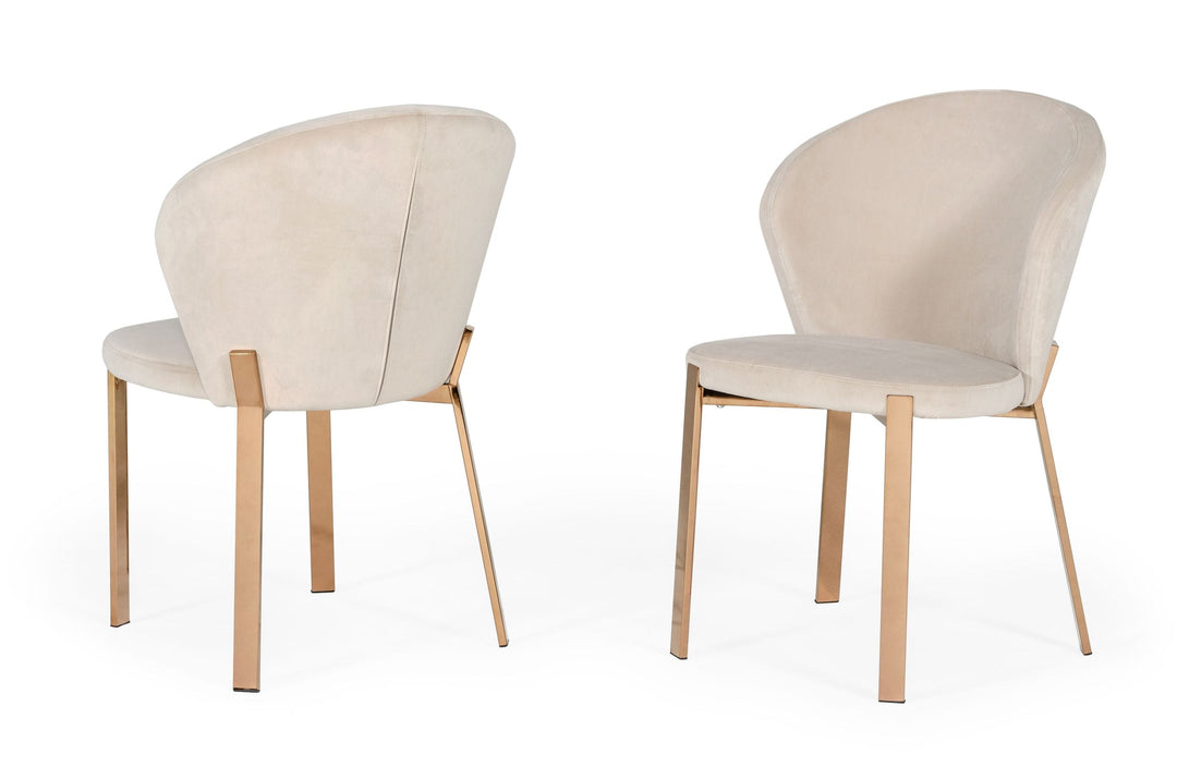 Nadia - Modern Beige Velvet & Rosegold Dining Chair (Set of 2)