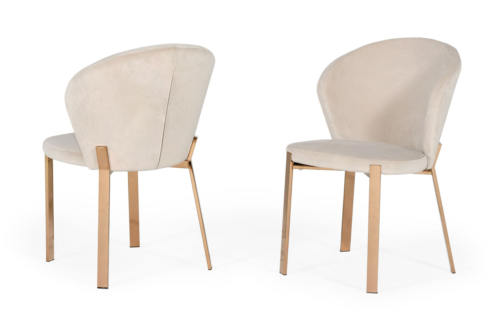 Nadia - Modern Beige Velvet  and  Rosegold Dining Chair 