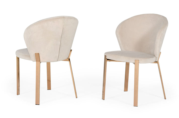 Nadia - Modern Beige Velvet  and  Rosegold Dining Chair 