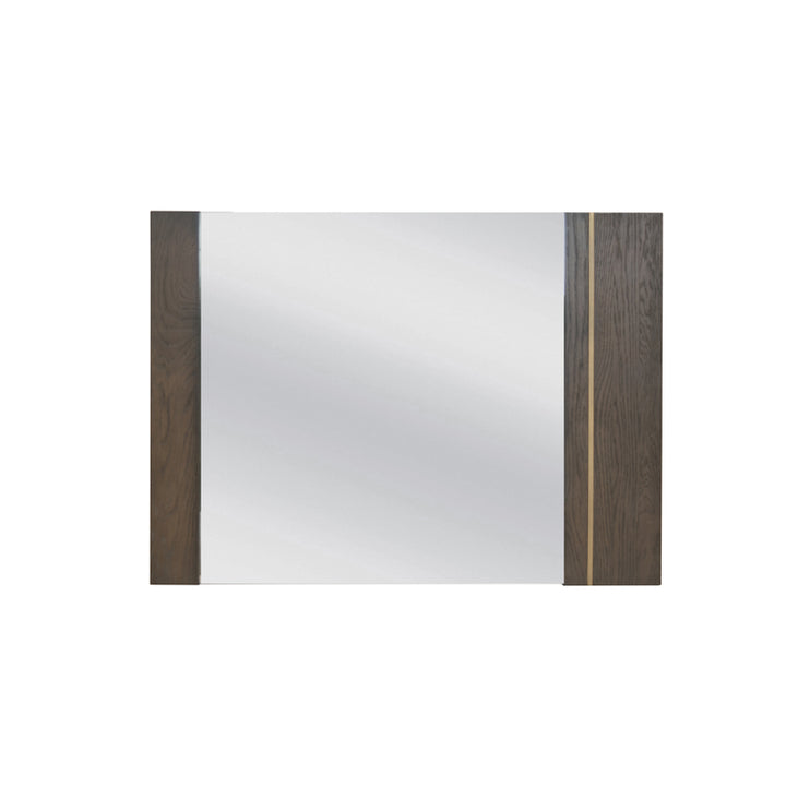 Novak Modern Dark Oak &amp; Antique Brass Mirror