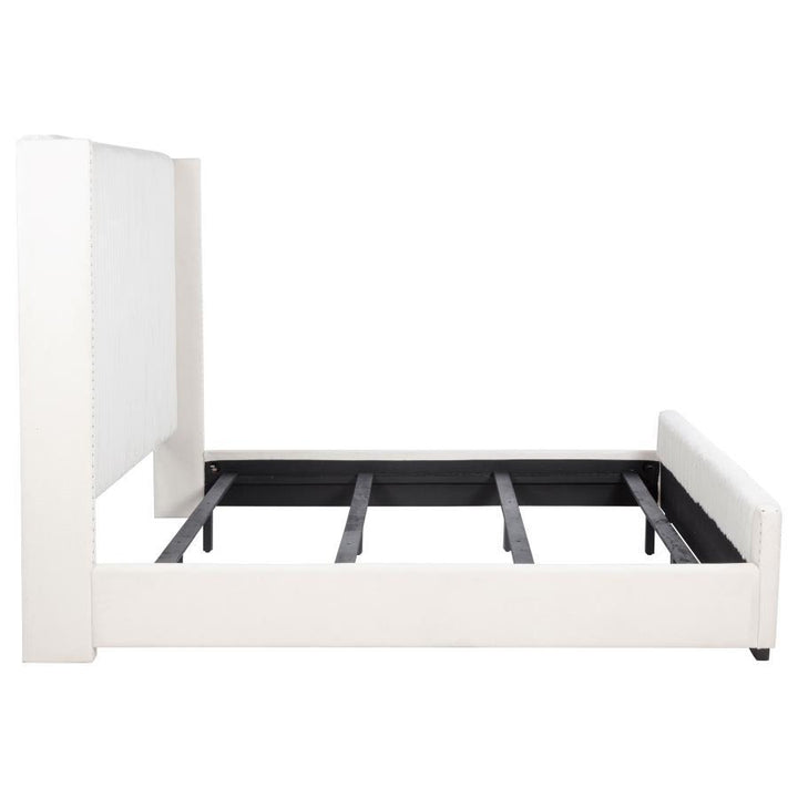 Natasha - Upholstered California King Bed - Cream Upholstered Bed modern furniture Contempo Furniture
