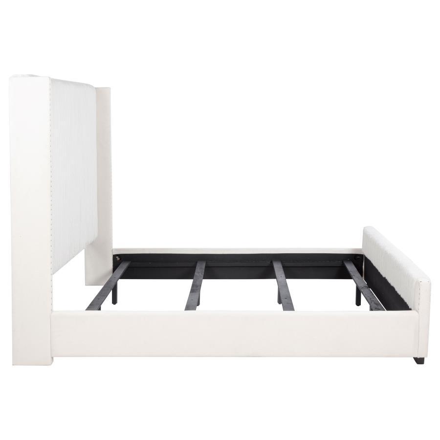 Natasha - Upholstered California King Bed - Cream Upholstered Bed modern furniture Contempo Furniture