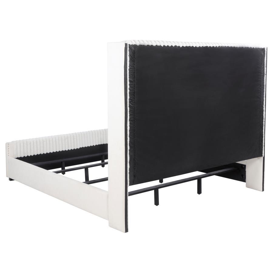 Natasha - Upholstered California King Bed - Cream Upholstered Bed modern furniture Contempo Furniture