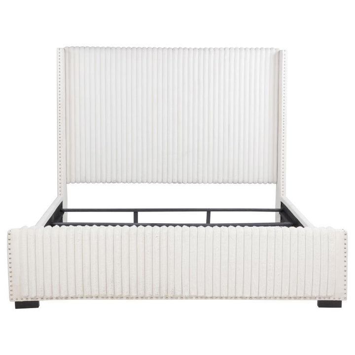Natasha - Upholstered California King Bed - Cream Upholstered Bed modern furniture Contempo Furniture