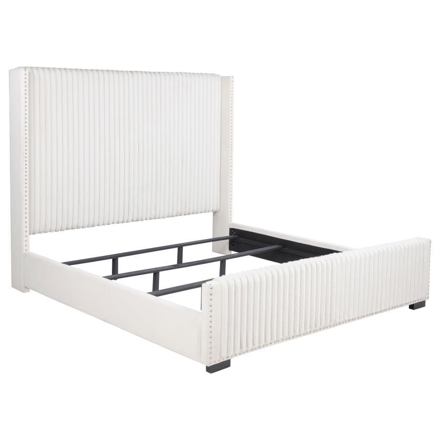 Natasha - Upholstered California King Bed - Cream Upholstered Bed modern furniture Contempo Furniture