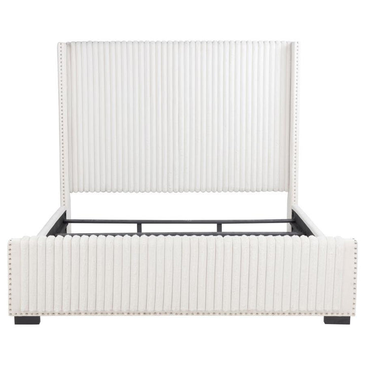 Natasha - Upholstered Eastern King Wingback Bed - Cream Upholstered Bed modern furniture Contempo Furniture